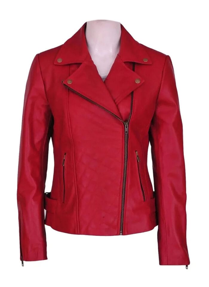 Women Red Brando Leather Jacket