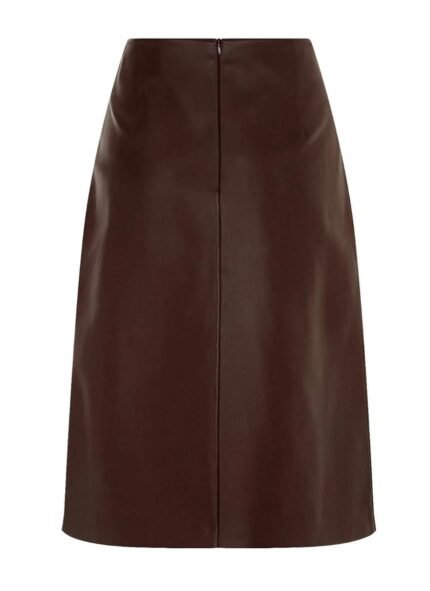 Classic style Brown Leather Knee Skirt