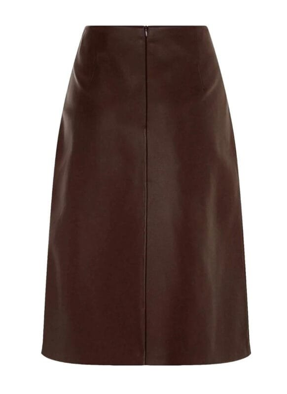 Classic style Brown Leather Knee Skirt