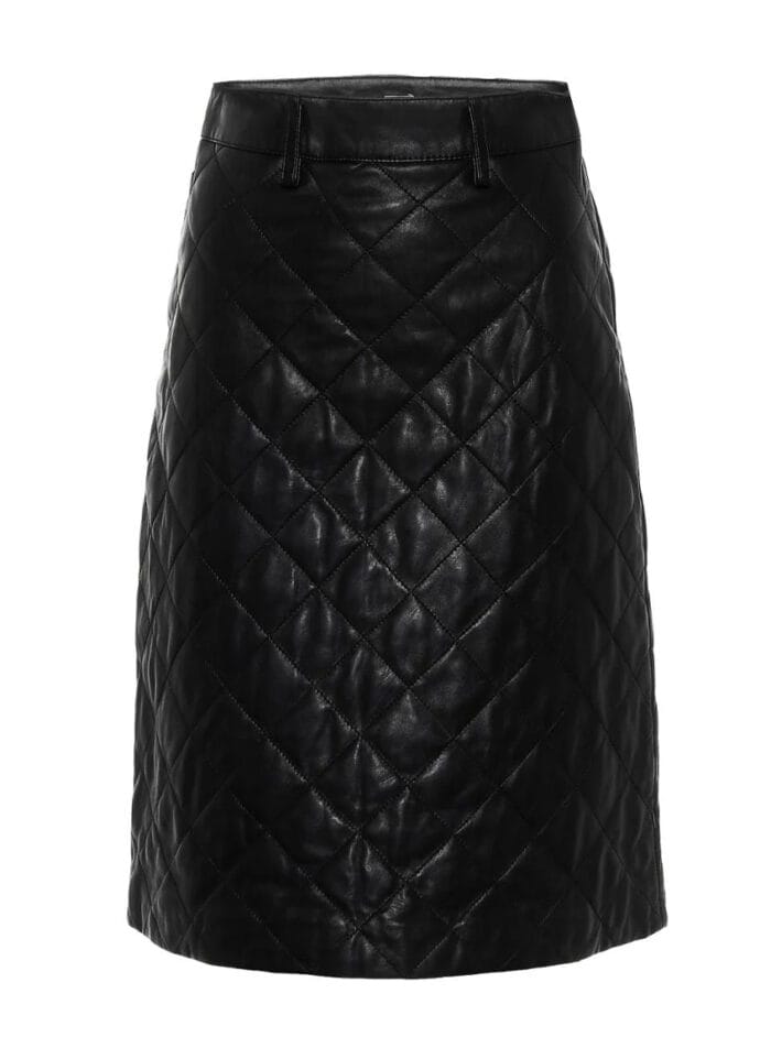 Quilted Leather Knee Skirt