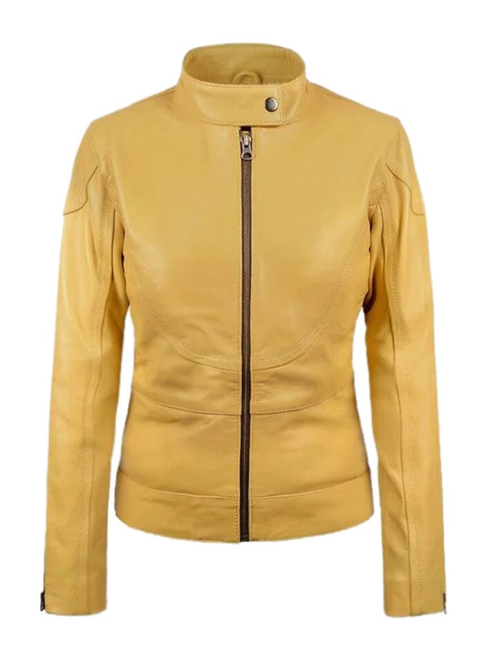 Ramsey Yellow Leather Jacket For Women