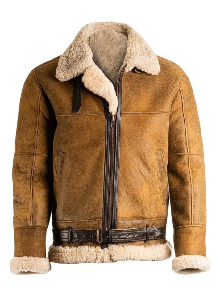 Men Brown Shearling Leather Jacket