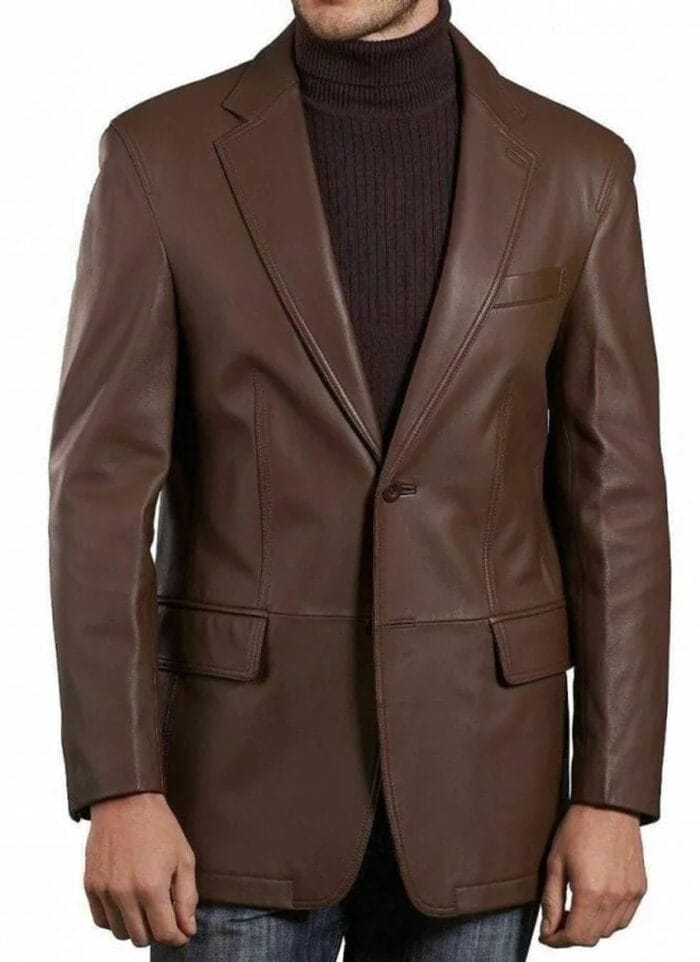 Chocolate Brown Men's Leather Blazer