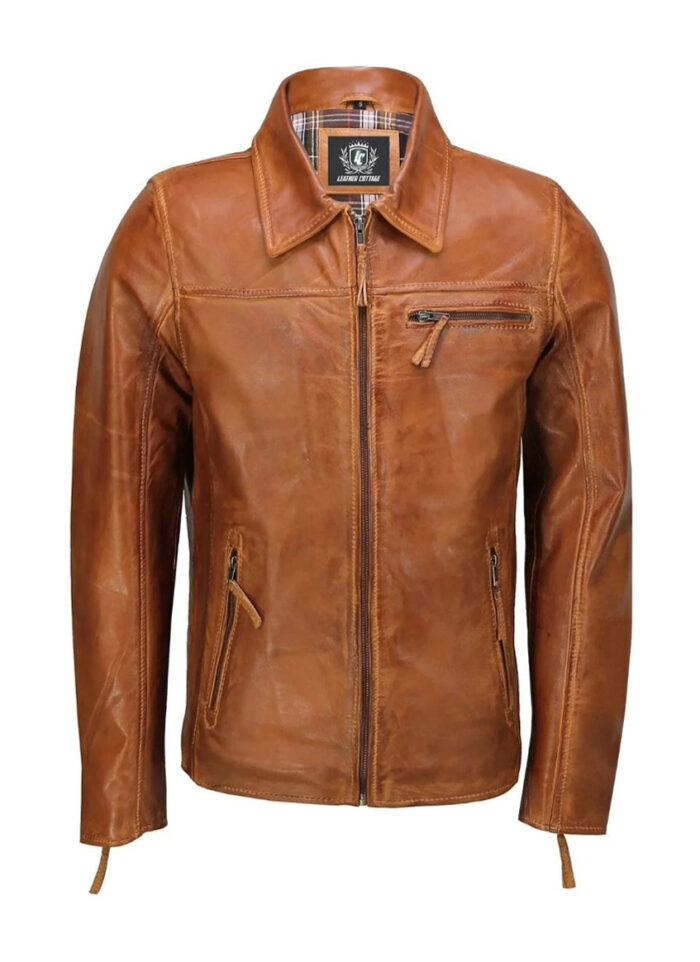 Gents Brown Leather Jacket