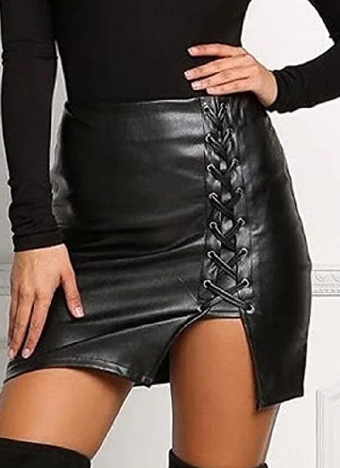 Leather laces Fashion Skirt