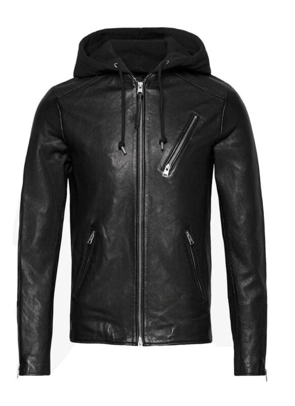 Gents Classic Leather Jacket with Hoodie