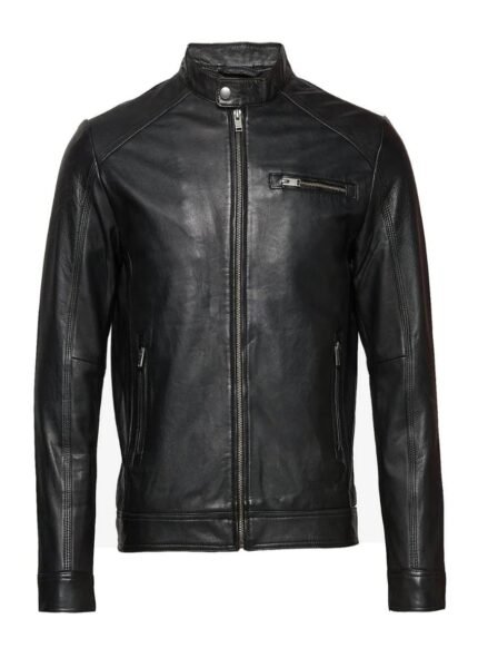 Gents Classic Black Leather Jacket