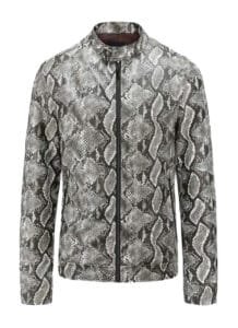 Snake Print Men's Leather Jacket