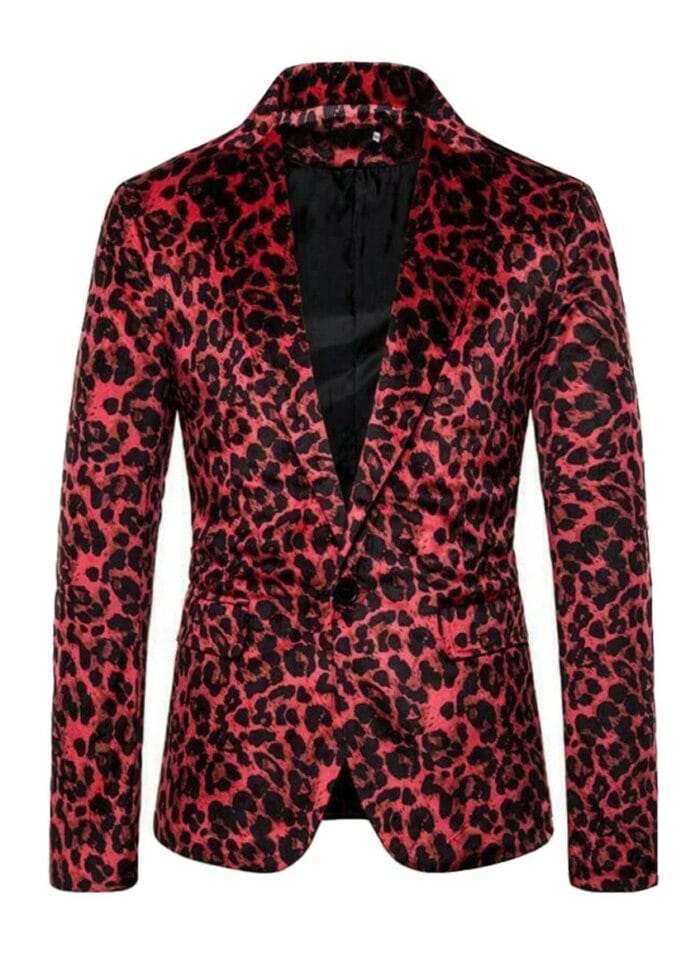 Pink Shade Leopard Print Gents Leather Blazer