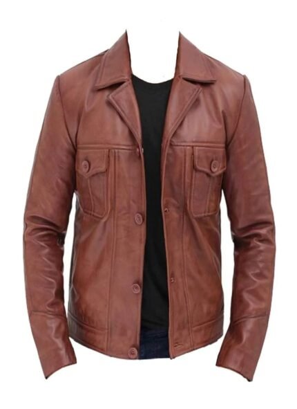 Top Gun Brown Leather Jacket for Men