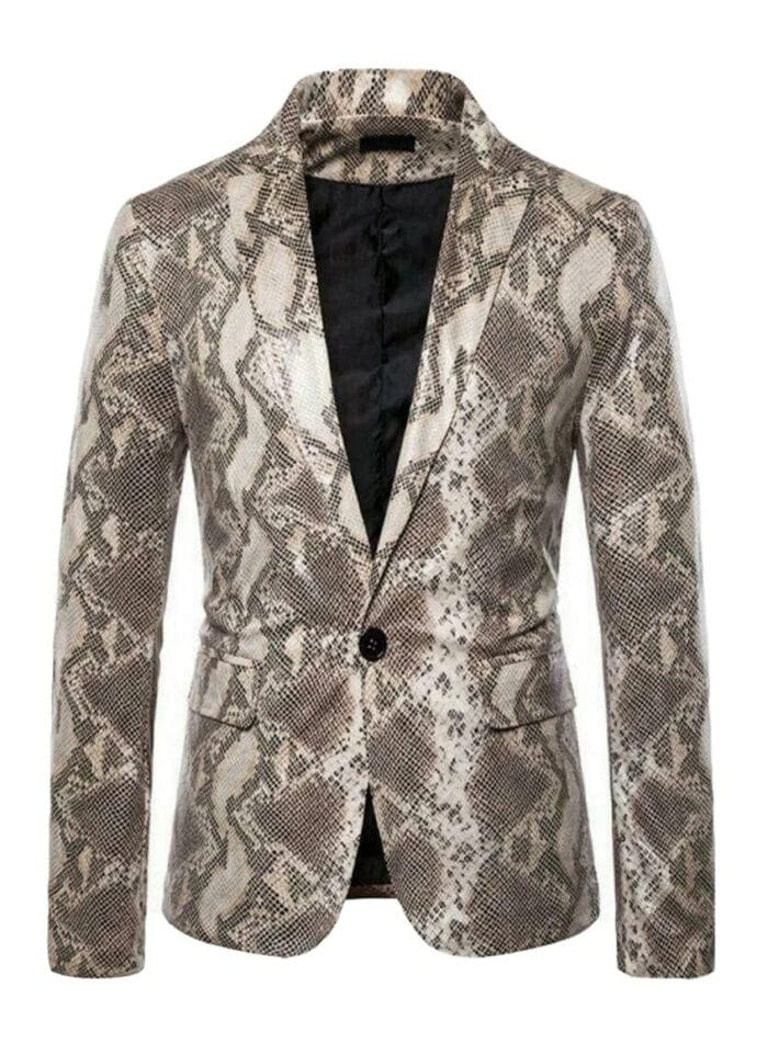 Snake Print Gents Leather Blazer