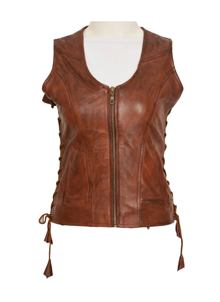 Adjustable Ladies Leather Vest