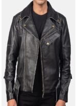 Men's Vincent Black Leather Biker Jacket