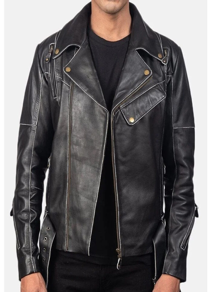 Men's Vincent Black Leather Biker Jacket