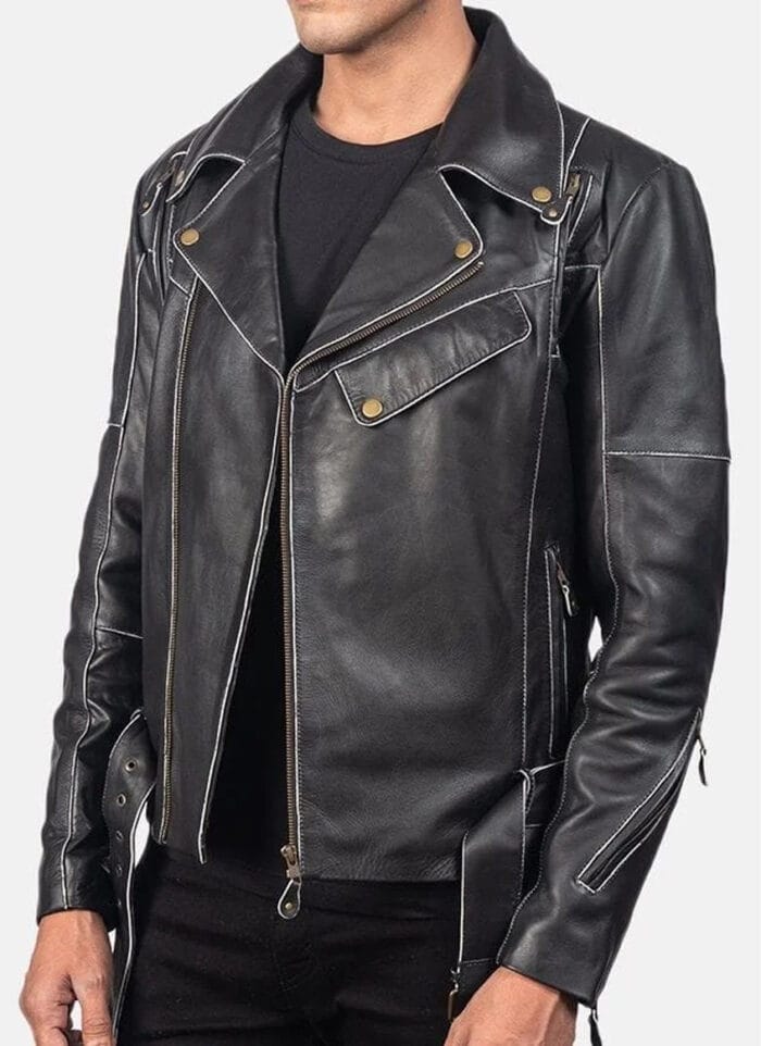 Men's Vincent Black Leather Biker Jacket