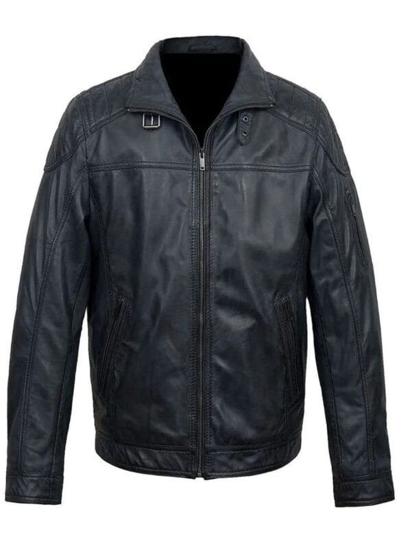 Handmade Men's Royal Blue Leather Jacket
