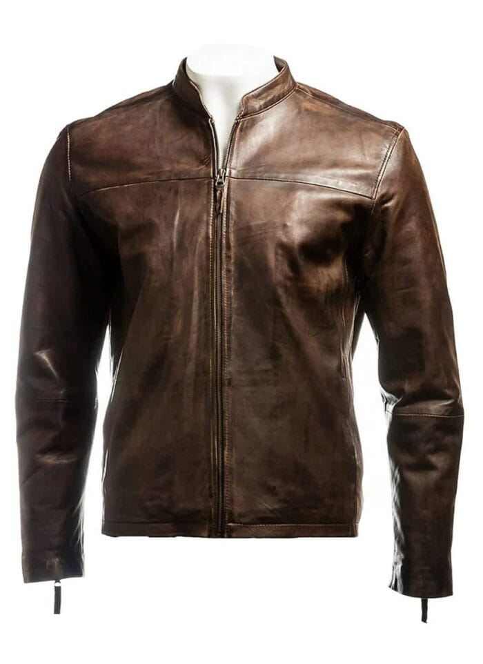 Handmade Men's Simple Brown Leather Jacket