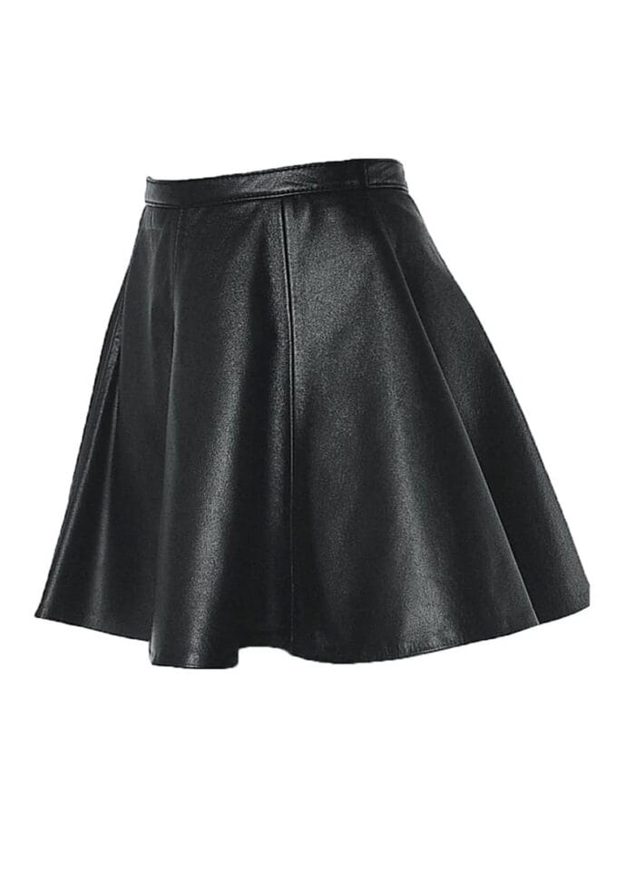 Women's Mini Leather Skirt Black Handmade