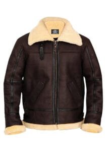 Handmade Men's Bomber Aviator Shearling Leather Jacket