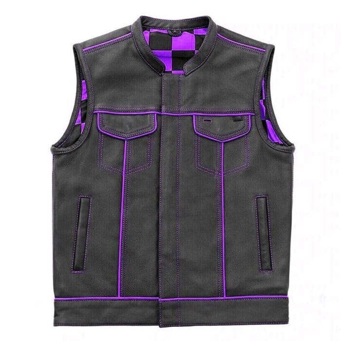 Black Leather Purple Lining