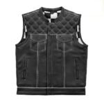 White Checker Lining Leather Vest