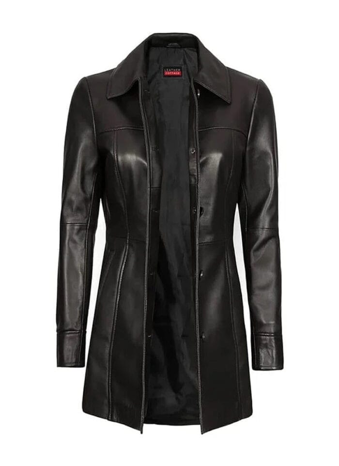 Women's Black Sheepskin Long Coat