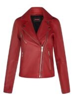 Classic Leather Biker Style Jacket for Women