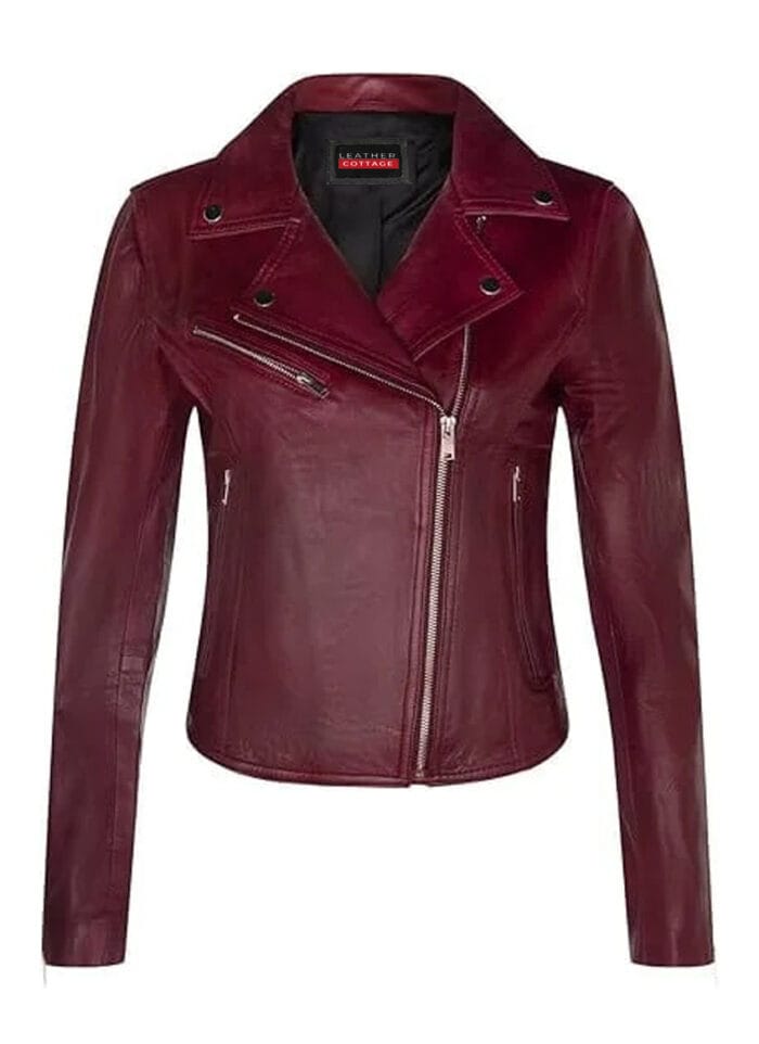 Real Leather Biker Style Jacket for Women's