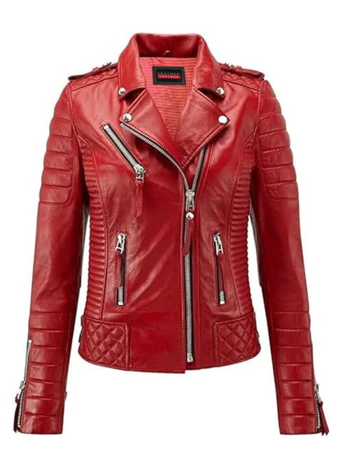 Real Leather Motorcycle Jacket for Women