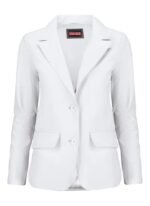 White Long Coat Lambskin Leather Blazer for Women