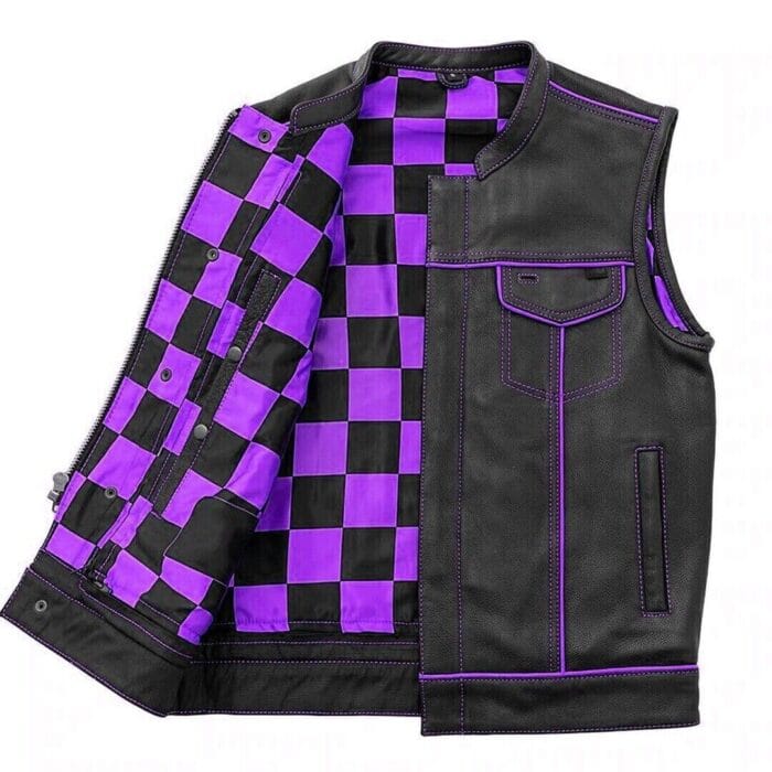 Black Leather Purple Lining