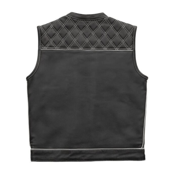 White Checker Lining Leather Vest