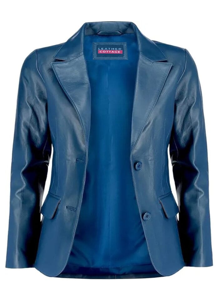 Women's Lambskin Leather Blazer with Long Sleeves