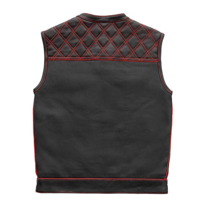 Red Checker Lining Leather Vest