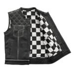 White Checker Lining Leather Vest