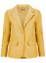 Classic 2-Button Lambskin Leather Blazer Women