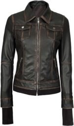 Real Lambskin Leather Jacket Women - Women's Leather Jackets With Detachable Hood