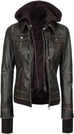 Real Lambskin Leather Jacket Women - Women's Leather Jackets With Detachable Hood