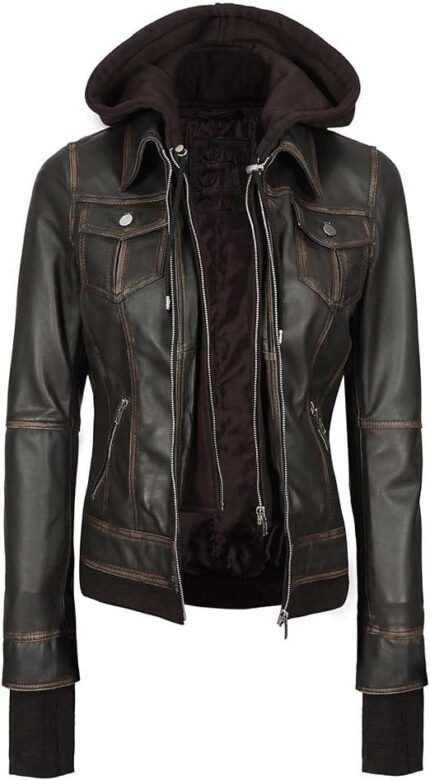 Real Lambskin Leather Jacket Women - Women's Leather Jackets With Detachable Hood