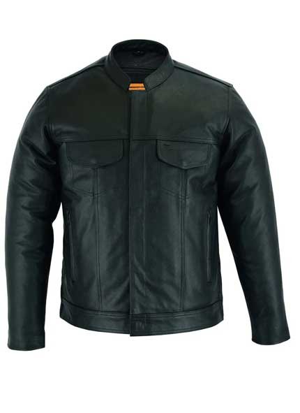 Men's Full Cut Leather Shirt with Zipper/Snap Front