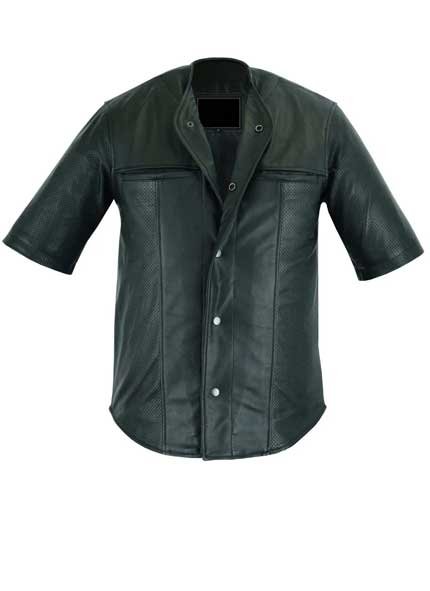 Men's Leather Baseball Motorcycle Shirt