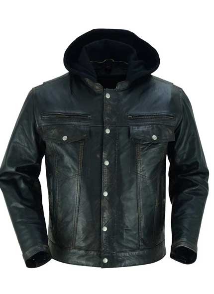 Men's Lightweight Drum Dyed Distressed Naked Lambskin Jacket