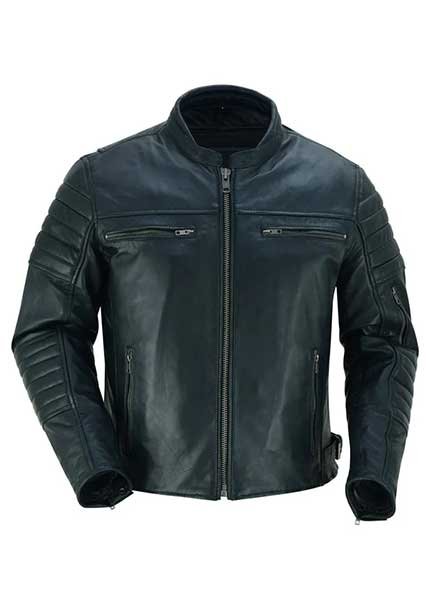 Men's Drum Dyed Naked Lambskin Crossover Scooter Jackets