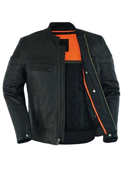 Men's Sporty Lightweight Leather Cross Over Jacket