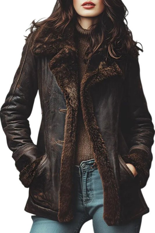 Women’s Shearling Leather Brown Sheepskin Coat