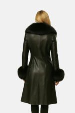 Women's Black Leather Fur Coat