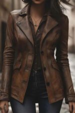 Women's Vintage Brown Leather coat