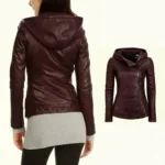 Women's Maroon Biker Leather Jacket