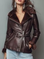 Women’s Brown Shearling Leather Coat